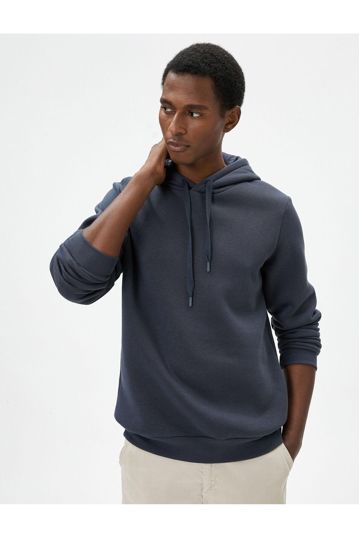 سویشرت پایه آستین بلند آجدار کلاهدار