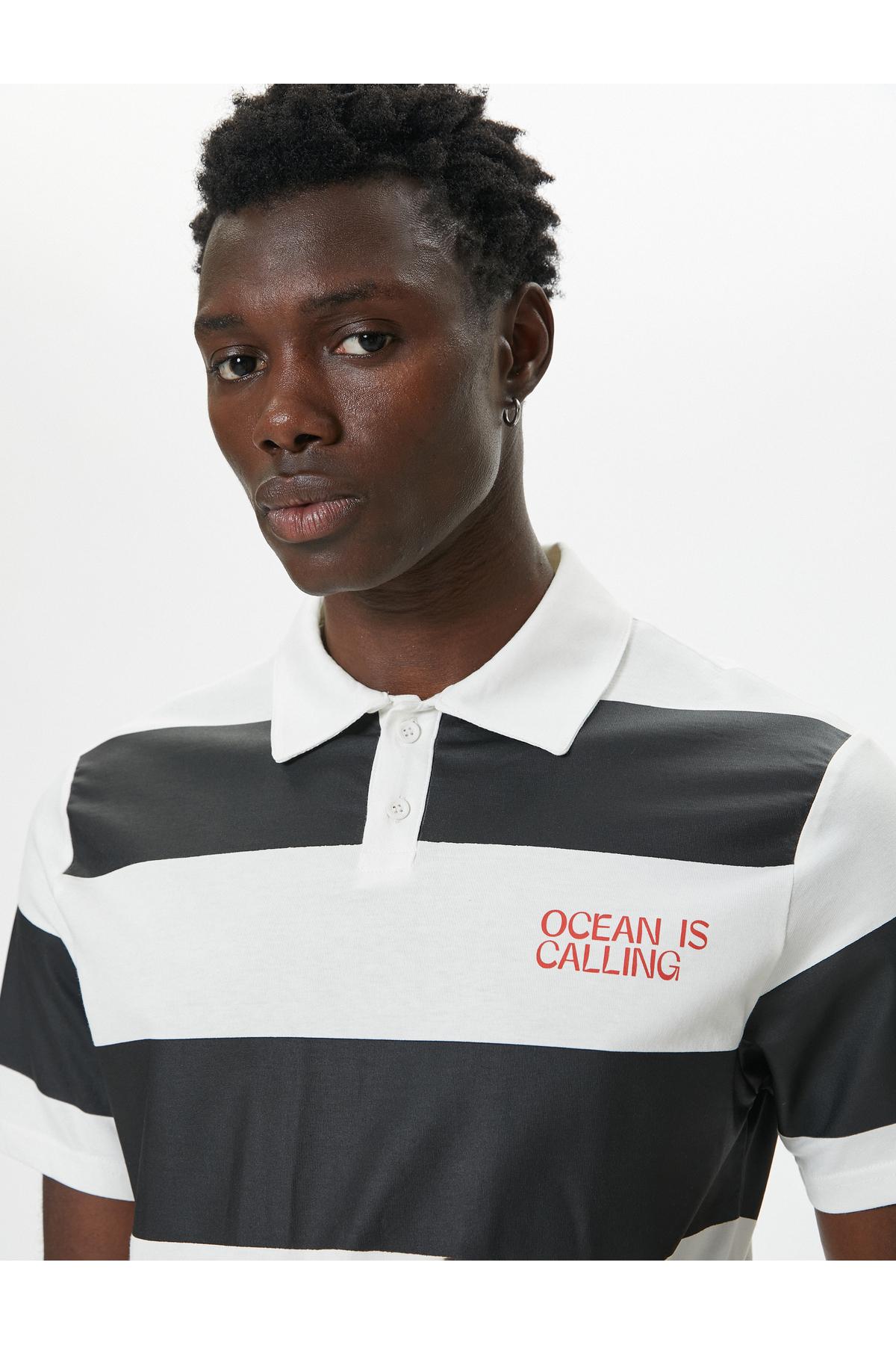 مدل تیشرت یقه پولو آستین کوتاه چاپ شده