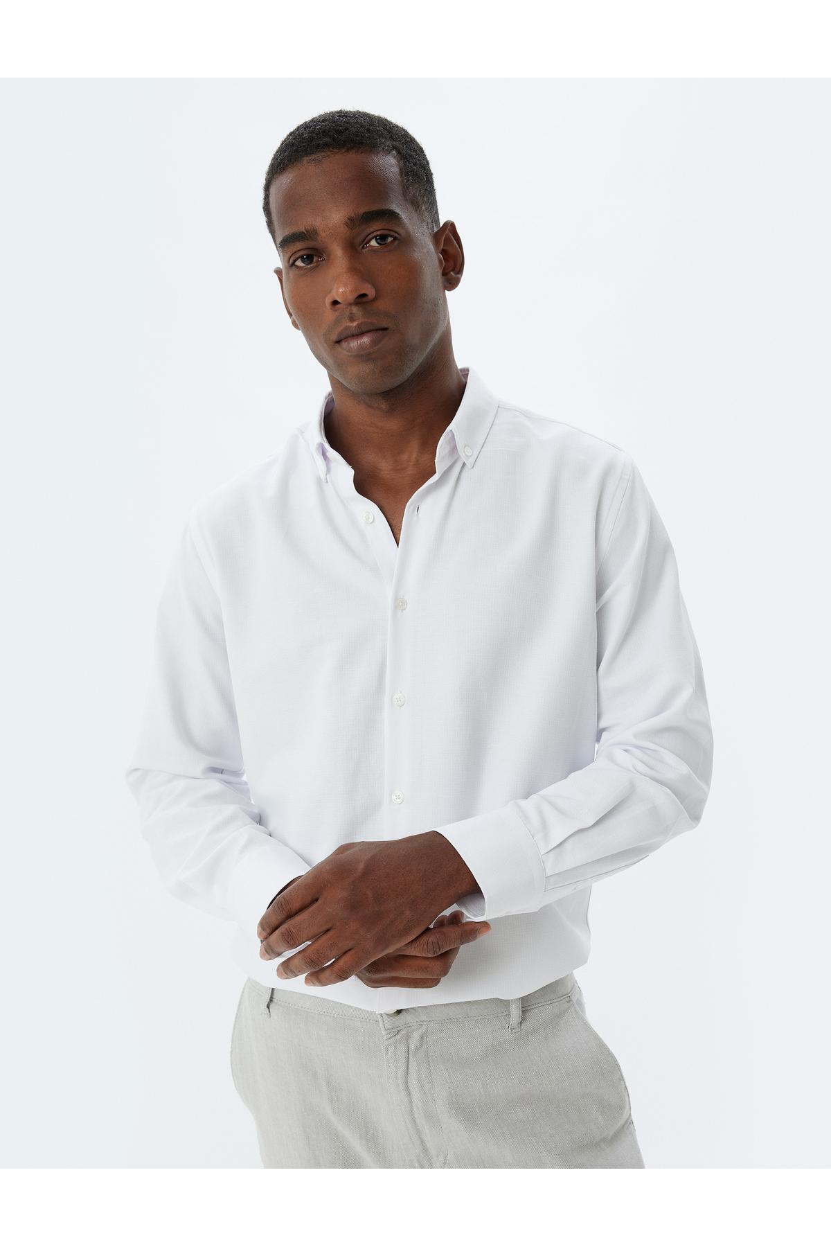 پیراهن باریک آستین بلند ترکیب پنبه ای